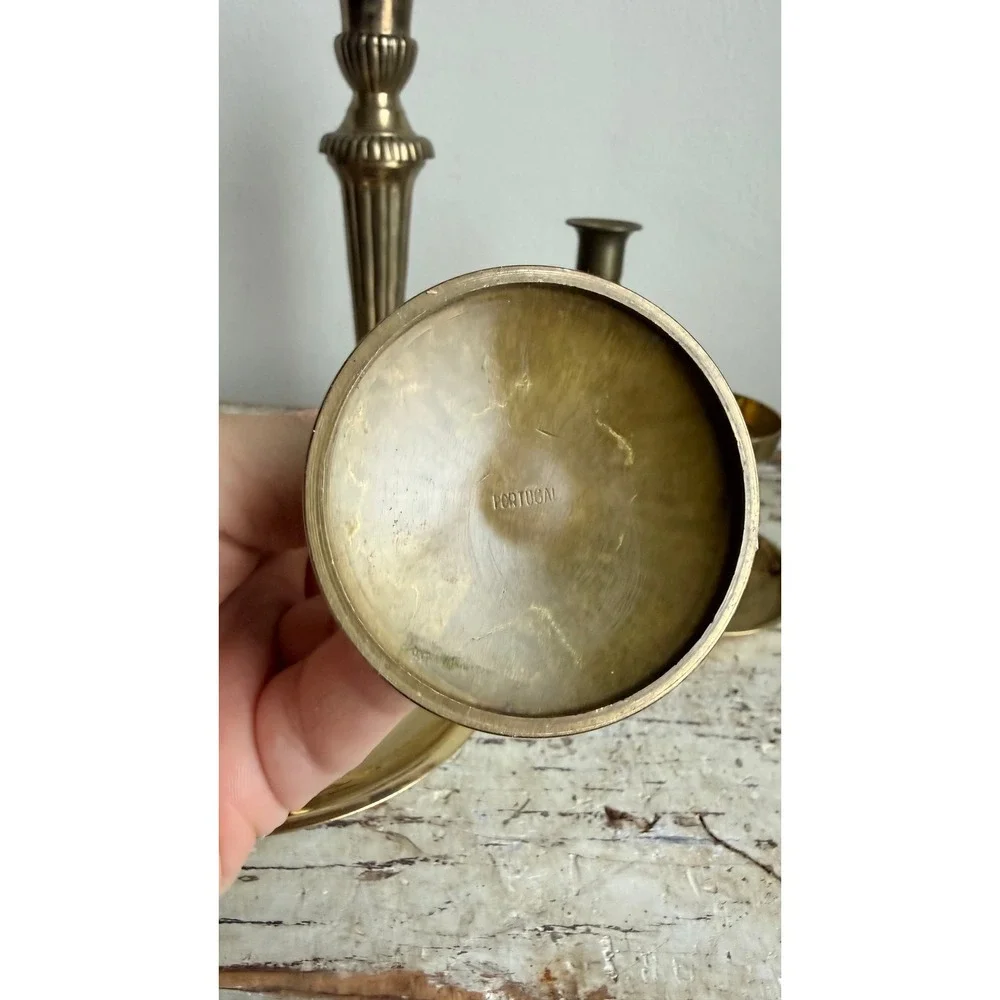 Vintage Brass Candlestick Holder Set Mixed Lot Portugal India Hong Kong 7pc
